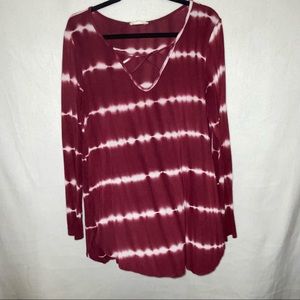 PLUS a.gain maroon cross front long sleeve